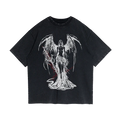 T-Shirt Fallen Angel Garment Dyed Streetwear Tee 260GSM Black Cotton With Faded Raw Hem