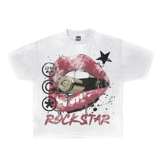 T-Shirt Rockstar Streetwear White Cotton Tee Casual Wardrobe Essential True To Size For Confident Everyday Style