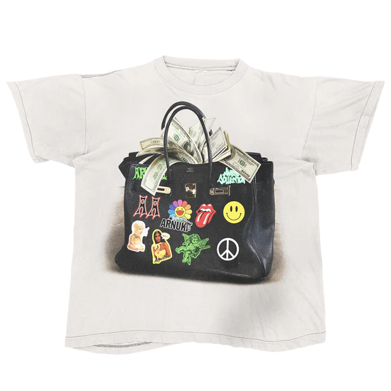 T-Shirt White Designer Bag Streetwear Tee Loose Fit T Shirt 190 GSM Cotton Heavyweight Premium